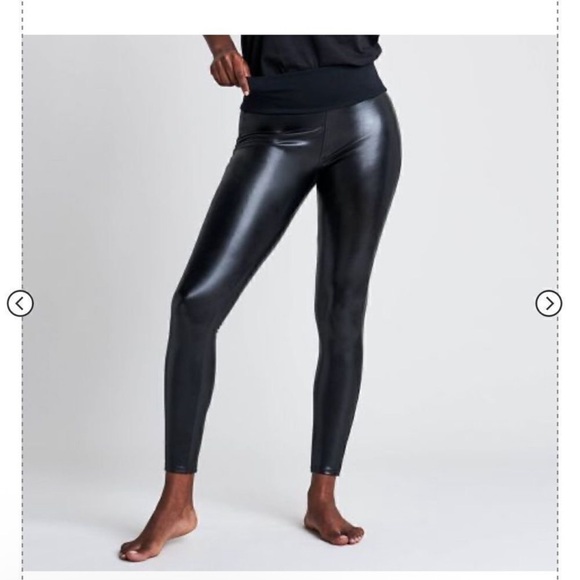 Like New Assets By Spanx Faux Leather Leggings Black Size S - Picture 2 of 13